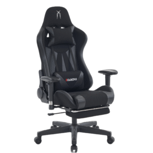 ErgoBoss™ Leather Fabric Gaming Chair with Lumbar Support & Footrest